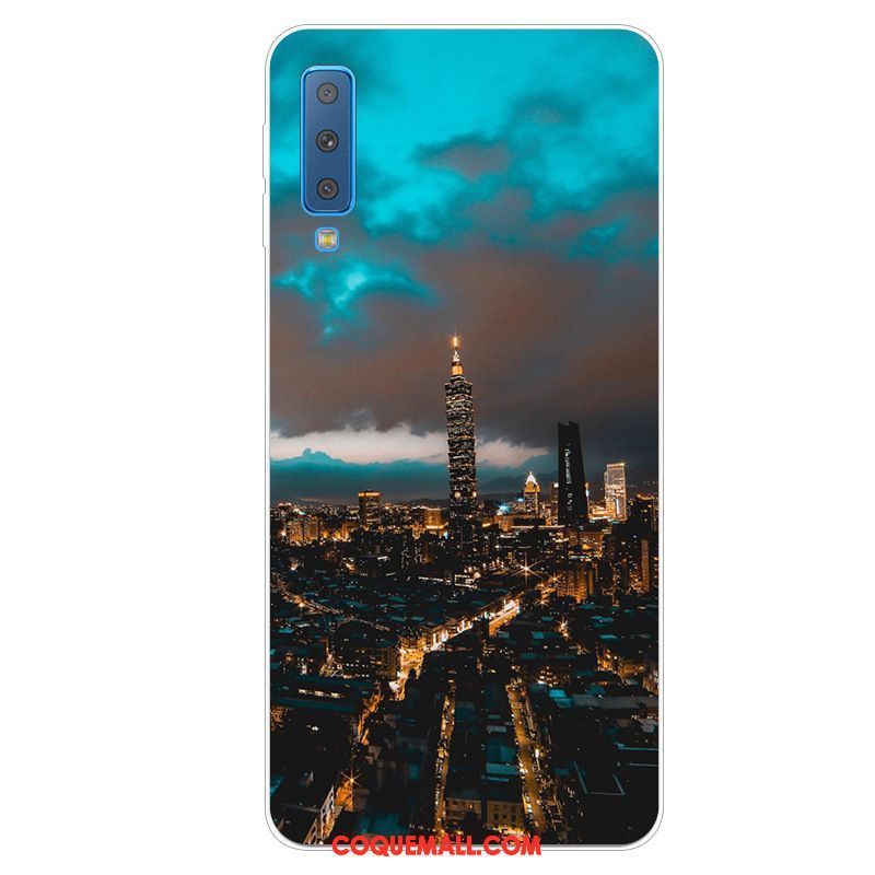 Étui Samsung Galaxy A7 2018 Bleu Protection Étoile, Coque Samsung Galaxy A7 2018 Téléphone Portable Incassable