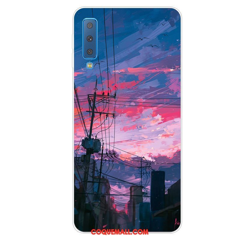 Étui Samsung Galaxy A7 2018 Bleu Protection Étoile, Coque Samsung Galaxy A7 2018 Téléphone Portable Incassable