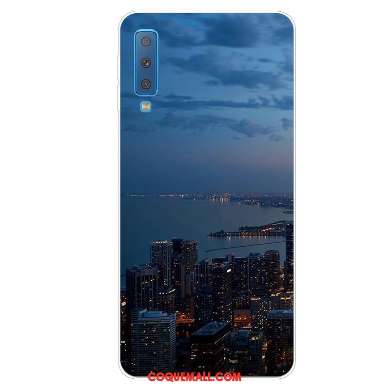 Étui Samsung Galaxy A7 2018 Bleu Protection Étoile, Coque Samsung Galaxy A7 2018 Téléphone Portable Incassable