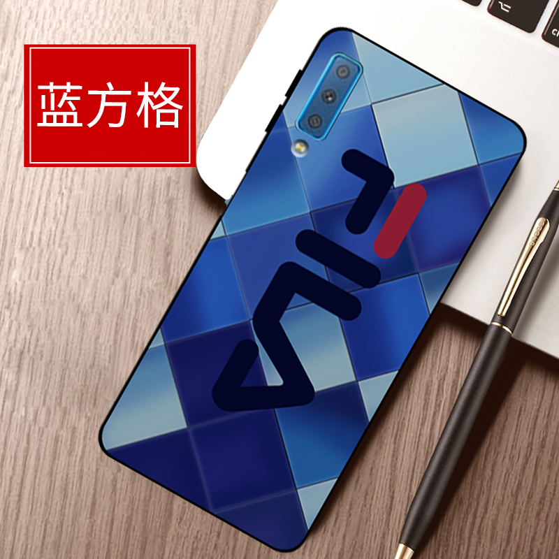 Étui Samsung Galaxy A7 2018 Bordure Silicone Bleu, Coque Samsung Galaxy A7 2018 Marque De Tendance Étoile