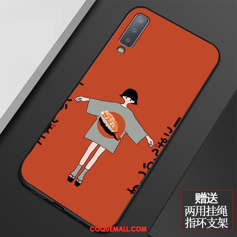 Étui Samsung Galaxy A7 2018 Dessin Animé Fluide Doux Silicone, Coque Samsung Galaxy A7 2018 Incassable Rouge