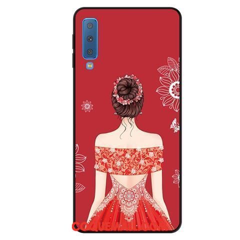 Étui Samsung Galaxy A7 2018 Délavé En Daim Protection Étoile, Coque Samsung Galaxy A7 2018 Fluide Doux Téléphone Portable