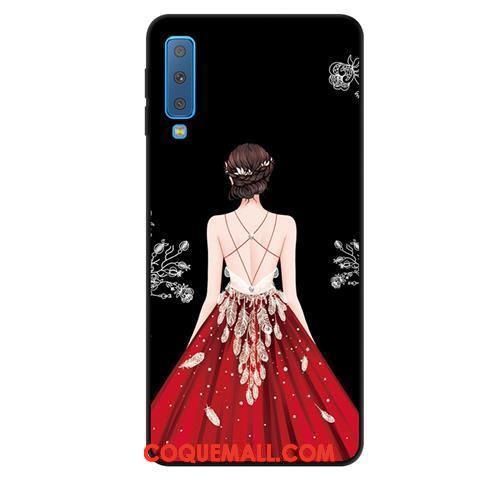 Étui Samsung Galaxy A7 2018 Délavé En Daim Protection Étoile, Coque Samsung Galaxy A7 2018 Fluide Doux Téléphone Portable