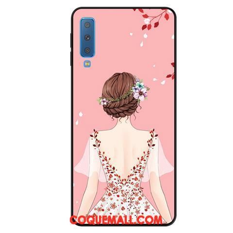 Étui Samsung Galaxy A7 2018 Délavé En Daim Protection Étoile, Coque Samsung Galaxy A7 2018 Fluide Doux Téléphone Portable