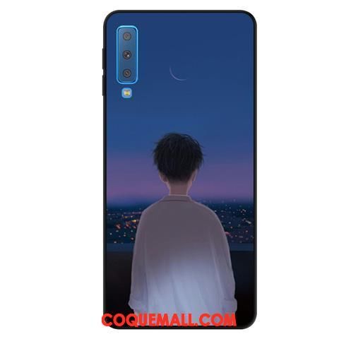 Étui Samsung Galaxy A7 2018 Délavé En Daim Protection Étoile, Coque Samsung Galaxy A7 2018 Fluide Doux Téléphone Portable