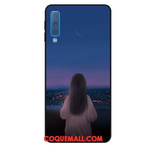 Étui Samsung Galaxy A7 2018 Délavé En Daim Protection Étoile, Coque Samsung Galaxy A7 2018 Fluide Doux Téléphone Portable