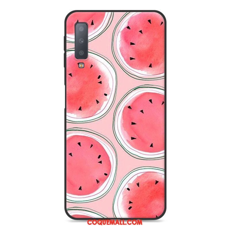 Étui Samsung Galaxy A7 2018 Fluide Doux Bleu Silicone, Coque Samsung Galaxy A7 2018 Dessin Animé Richesse