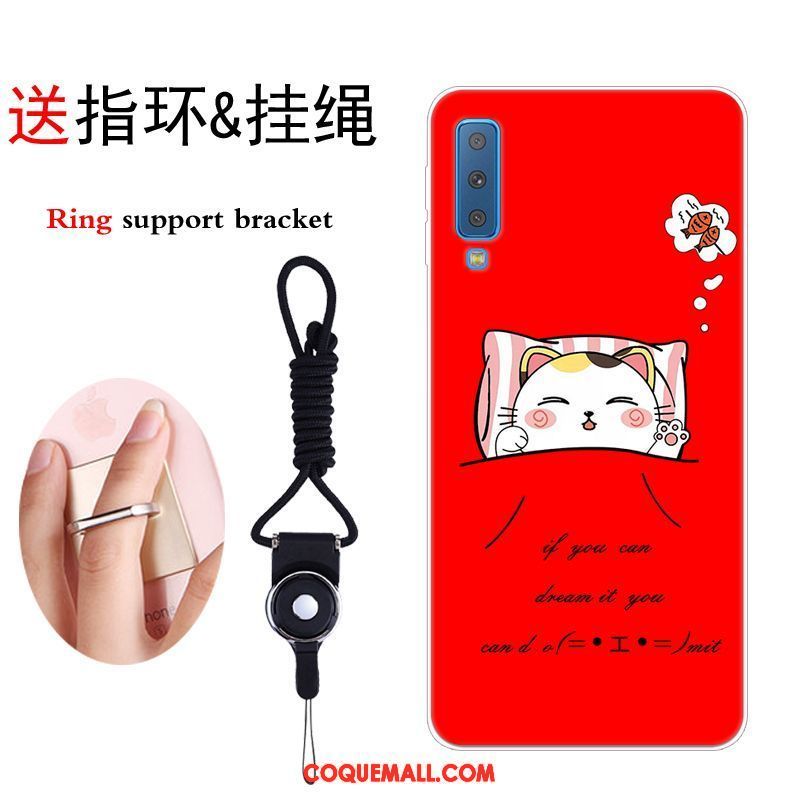 Étui Samsung Galaxy A7 2018 Fluide Doux Incassable Richesse, Coque Samsung Galaxy A7 2018 Chat Étoile