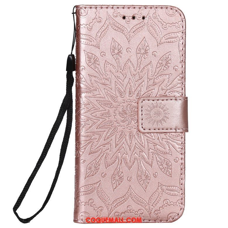 Étui Samsung Galaxy A7 2018 Fluide Doux Protection Portefeuille, Coque Samsung Galaxy A7 2018 Téléphone Portable Or Rose