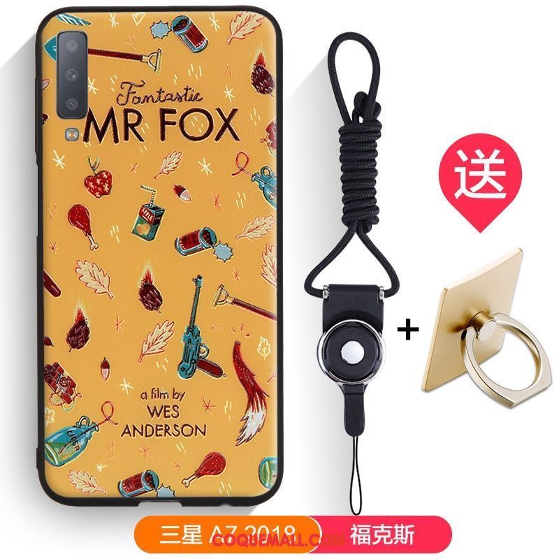 Étui Samsung Galaxy A7 2018 Fluide Doux Étoile Jaune, Coque Samsung Galaxy A7 2018 Gaufrage Dessin Animé