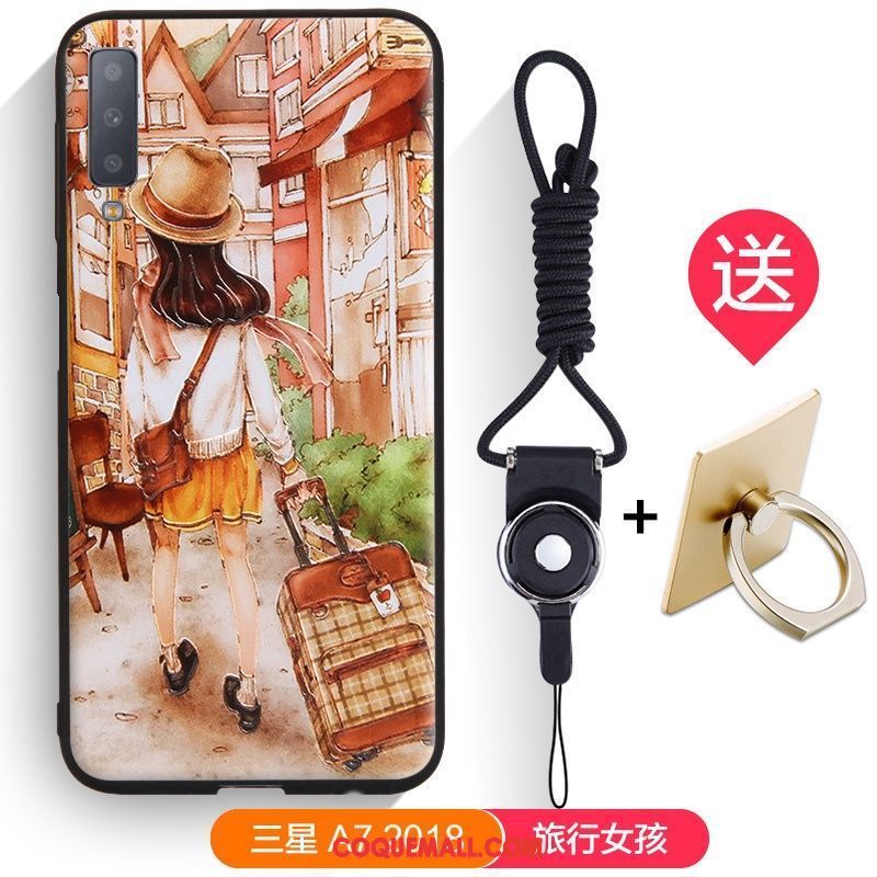 Étui Samsung Galaxy A7 2018 Fluide Doux Étoile Jaune, Coque Samsung Galaxy A7 2018 Gaufrage Dessin Animé