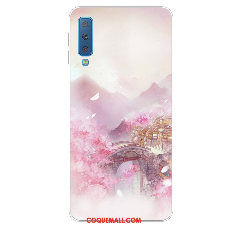 Étui Samsung Galaxy A7 2018 Incassable Rose Téléphone Portable, Coque Samsung Galaxy A7 2018 Étoile Protection