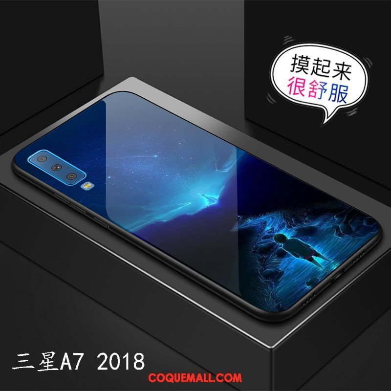 Étui Samsung Galaxy A7 2018 Miroir Rouge Incassable, Coque Samsung Galaxy A7 2018 Étoile Marque De Tendance