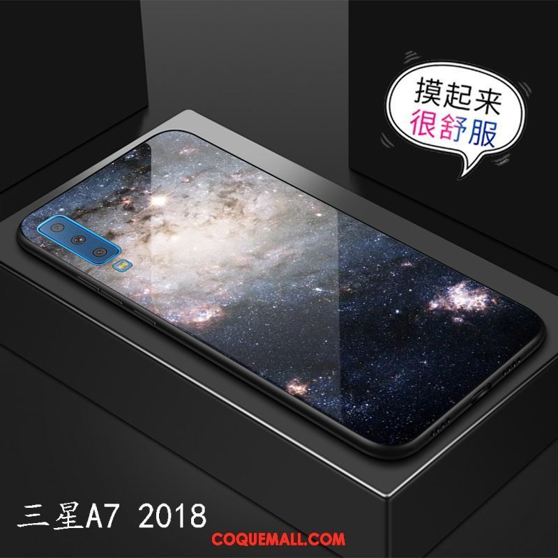 Étui Samsung Galaxy A7 2018 Téléphone Portable Miroir Ciel Étoilé, Coque Samsung Galaxy A7 2018 Incassable Violet