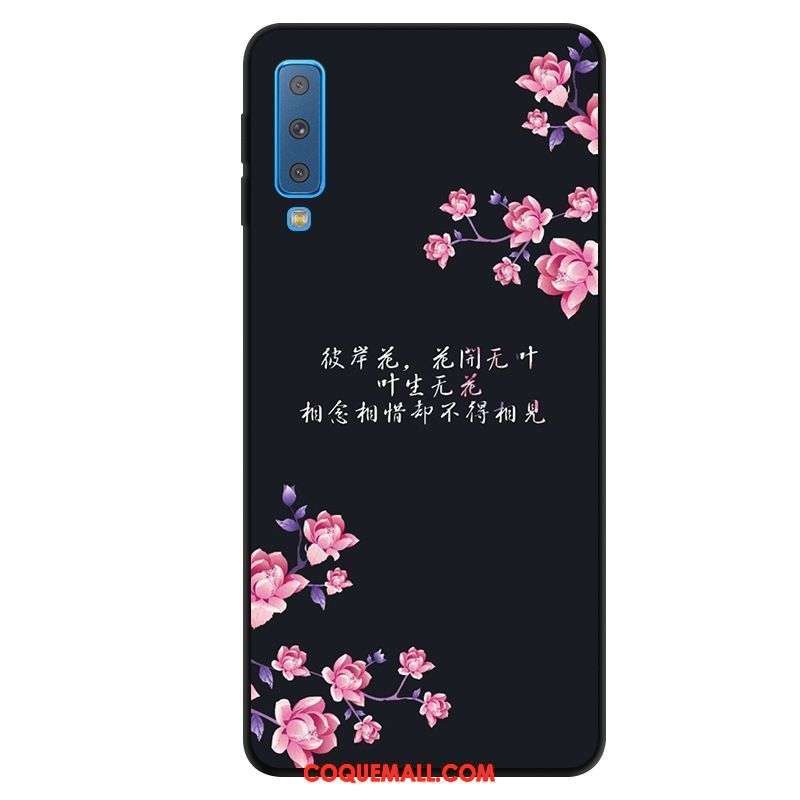 Étui Samsung Galaxy A7 2018 Téléphone Portable Noir Simple, Coque Samsung Galaxy A7 2018 Petit Protection