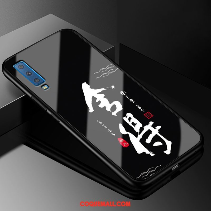 Étui Samsung Galaxy A7 2018 Verre Marque De Tendance Téléphone Portable, Coque Samsung Galaxy A7 2018 Protection Silicone