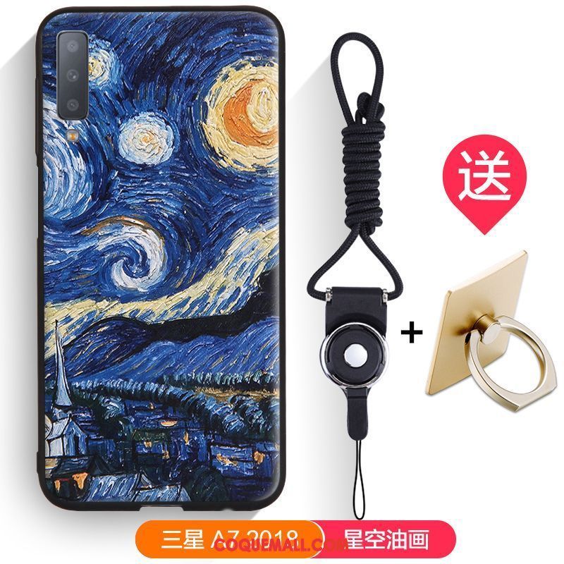 Étui Samsung Galaxy A7 2018 Étoile Incassable Fluide Doux, Coque Samsung Galaxy A7 2018 Téléphone Portable Bleu