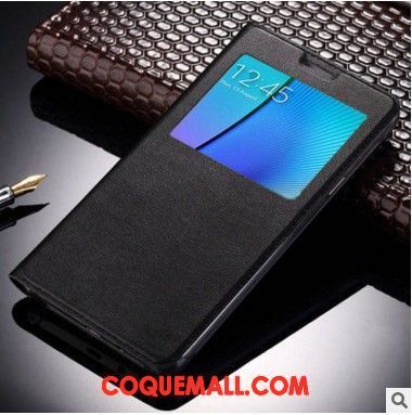 Étui Samsung Galaxy A7 2018 Étoile Noir Étui En Cuir, Coque Samsung Galaxy A7 2018 Téléphone Portable Ouvrir La Fenêtre