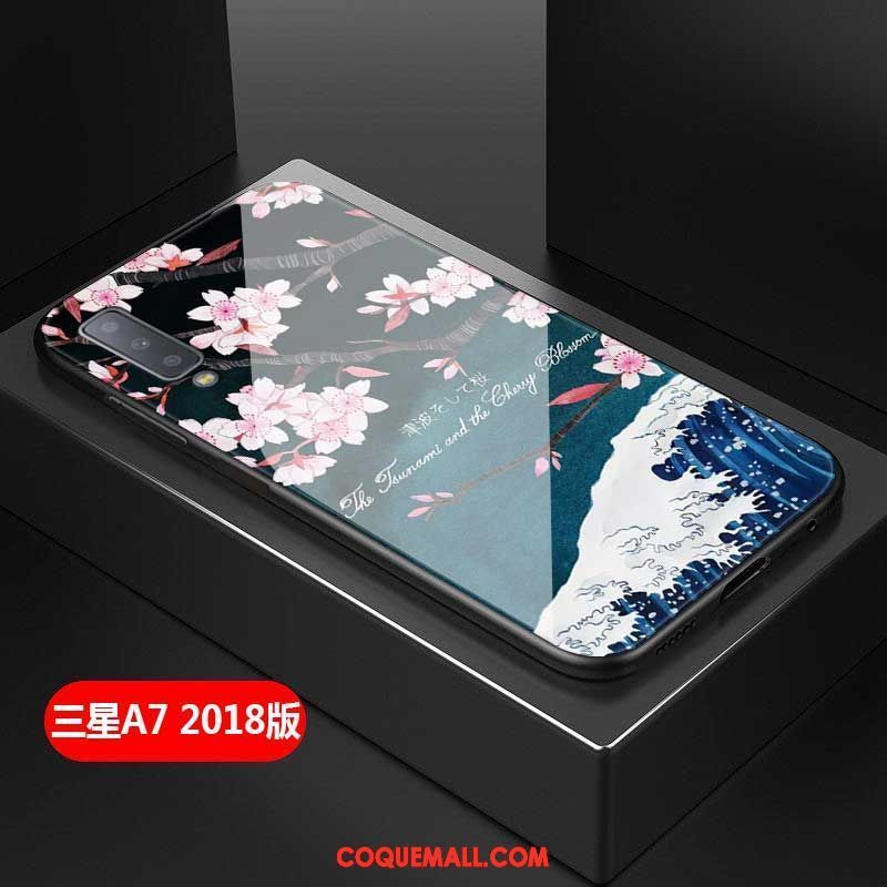 Étui Samsung Galaxy A7 2018 Étoile Verre Simple, Coque Samsung Galaxy A7 2018 Fluide Doux Fleur