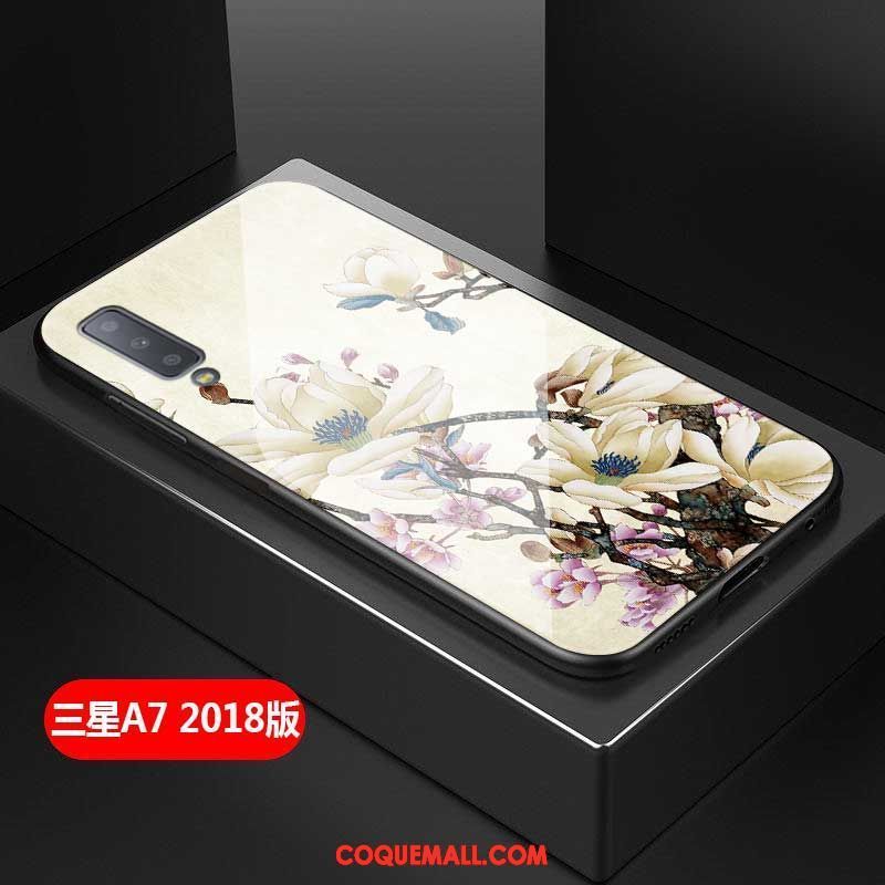 Étui Samsung Galaxy A7 2018 Étoile Verre Simple, Coque Samsung Galaxy A7 2018 Fluide Doux Fleur