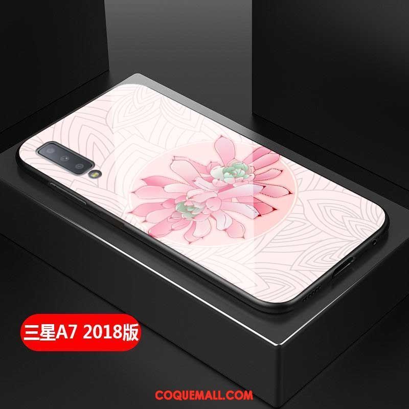 Étui Samsung Galaxy A7 2018 Étoile Verre Simple, Coque Samsung Galaxy A7 2018 Fluide Doux Fleur