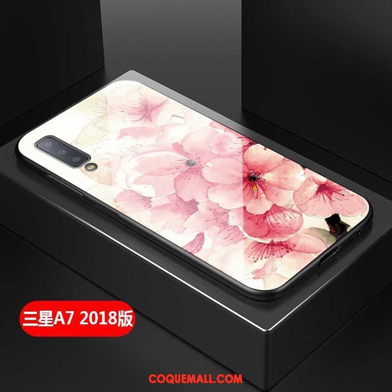 Étui Samsung Galaxy A7 2018 Étoile Verre Simple, Coque Samsung Galaxy A7 2018 Fluide Doux Fleur