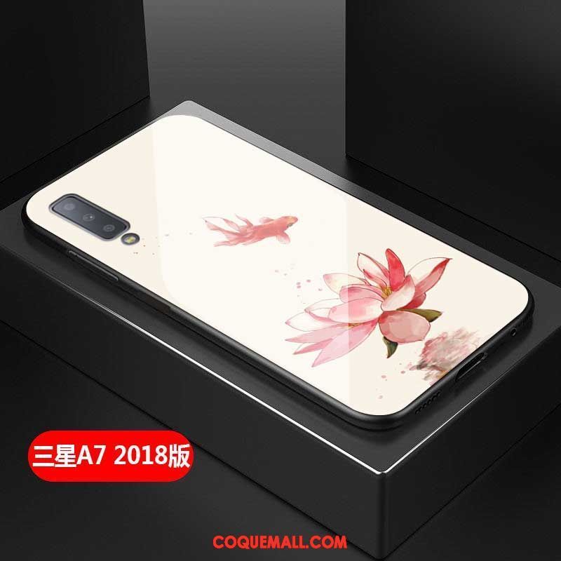 Étui Samsung Galaxy A7 2018 Étoile Verre Simple, Coque Samsung Galaxy A7 2018 Fluide Doux Fleur