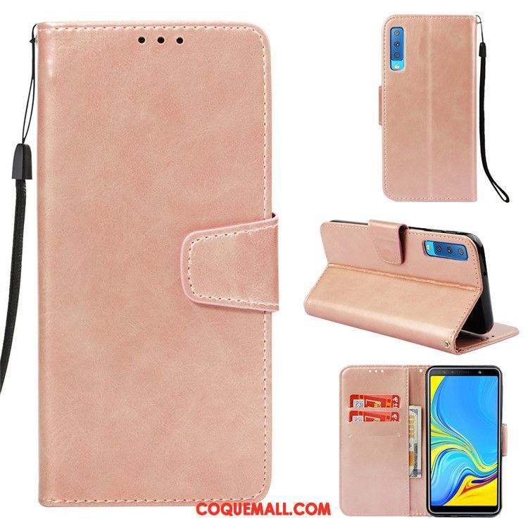 Étui Samsung Galaxy A7 2018 Étui En Cuir Téléphone Portable Étoile, Coque Samsung Galaxy A7 2018 Business Or Rose