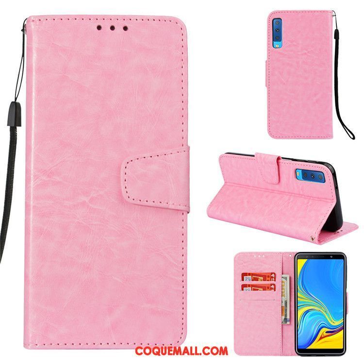 Étui Samsung Galaxy A7 2018 Étui En Cuir Téléphone Portable Étoile, Coque Samsung Galaxy A7 2018 Business Or Rose