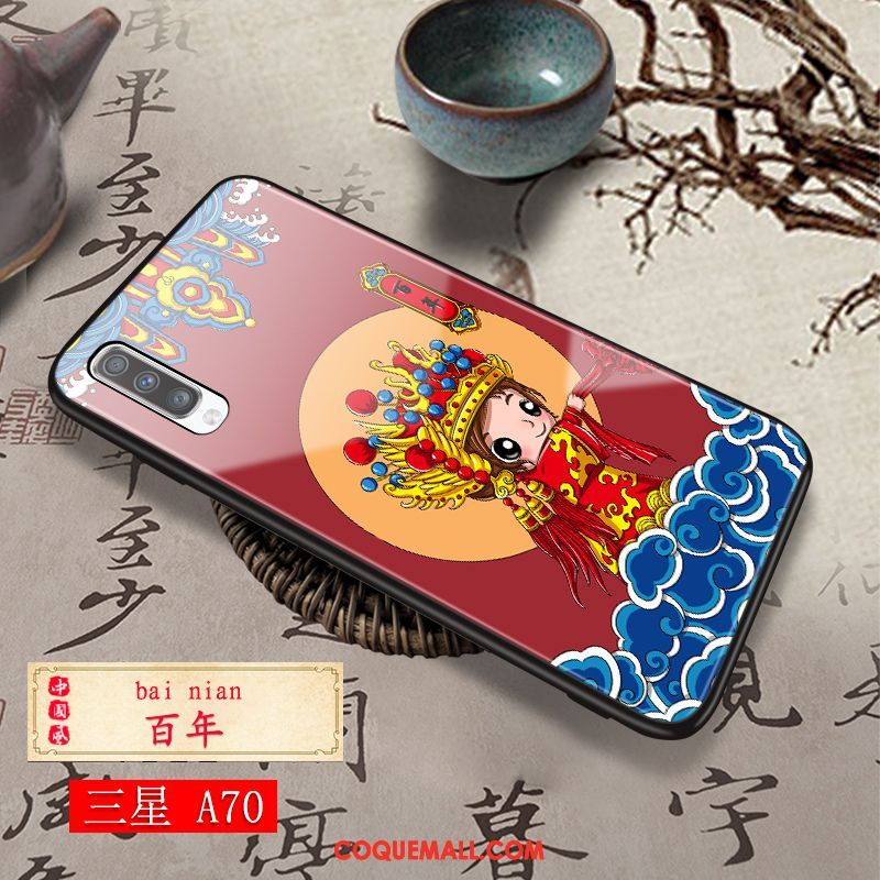 Étui Samsung Galaxy A70 Marque De Tendance Tout Compris Verre, Coque Samsung Galaxy A70 Rouge Net Rouge