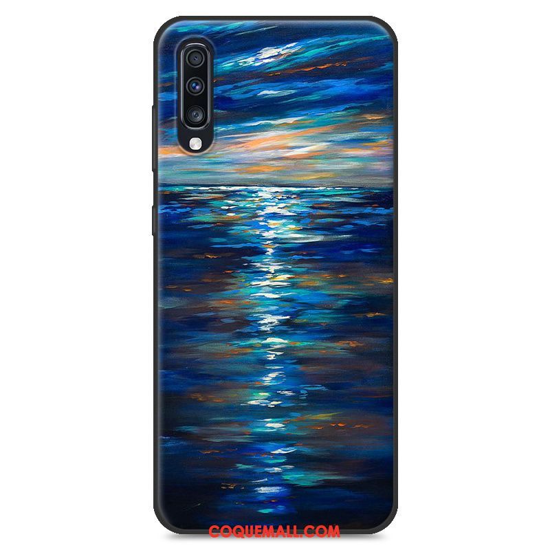 Étui Samsung Galaxy A70 Personnalité Protection Bleu, Coque Samsung Galaxy A70 Marque De Tendance Téléphone Portable