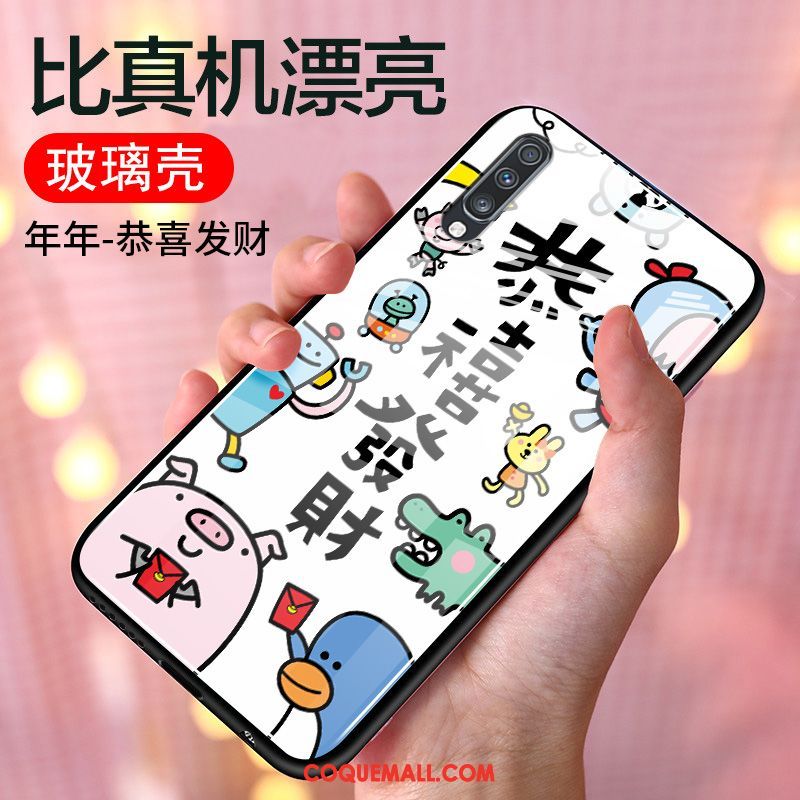 Étui Samsung Galaxy A70 Silicone Incassable Style Chinois, Coque Samsung Galaxy A70 Protection Blanc