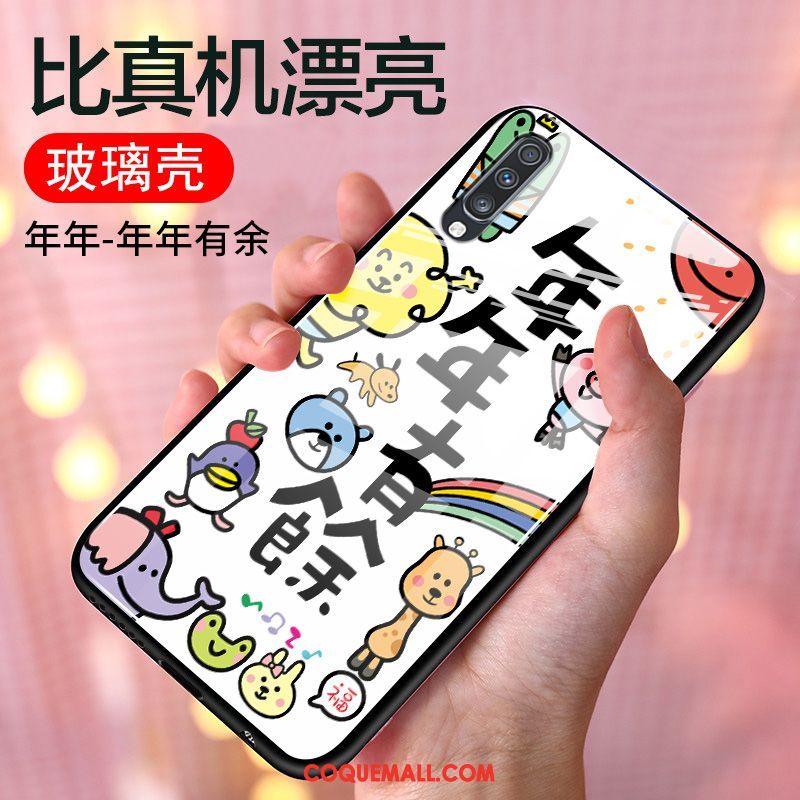 Étui Samsung Galaxy A70 Silicone Incassable Style Chinois, Coque Samsung Galaxy A70 Protection Blanc