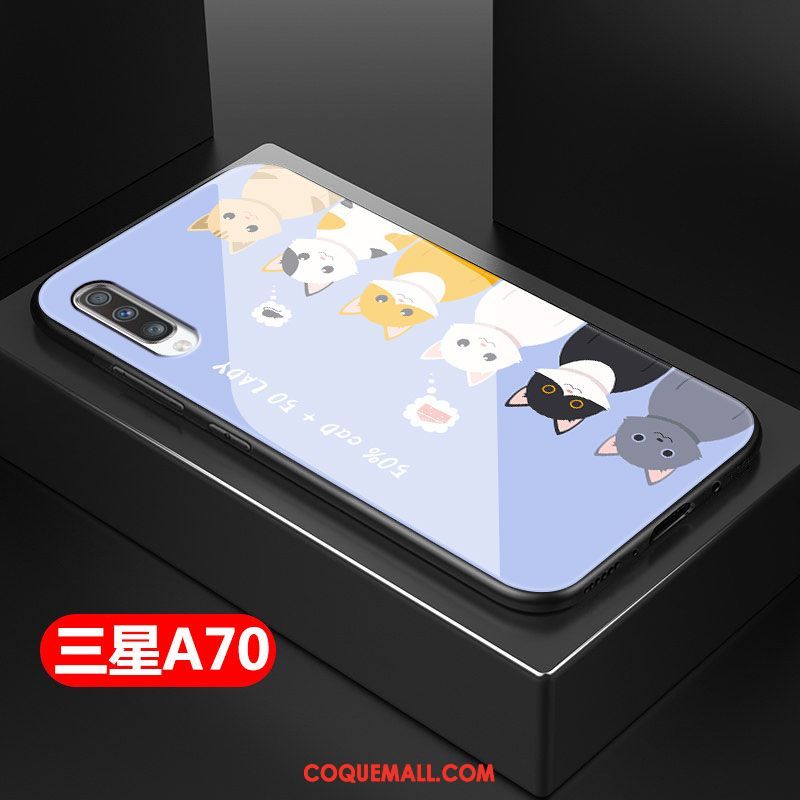 Étui Samsung Galaxy A70 Tout Compris Fluide Doux Silicone, Coque Samsung Galaxy A70 Dessin Animé Bleu