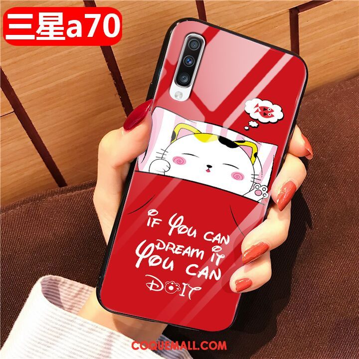 Étui Samsung Galaxy A70 Étoile Marque De Tendance Verre, Coque Samsung Galaxy A70 Charmant Rose