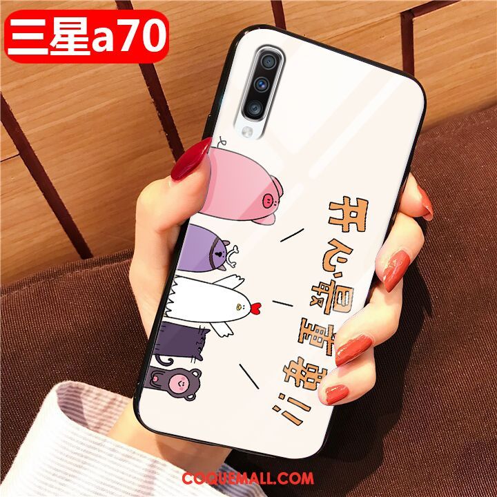 Étui Samsung Galaxy A70 Étoile Marque De Tendance Verre, Coque Samsung Galaxy A70 Charmant Rose