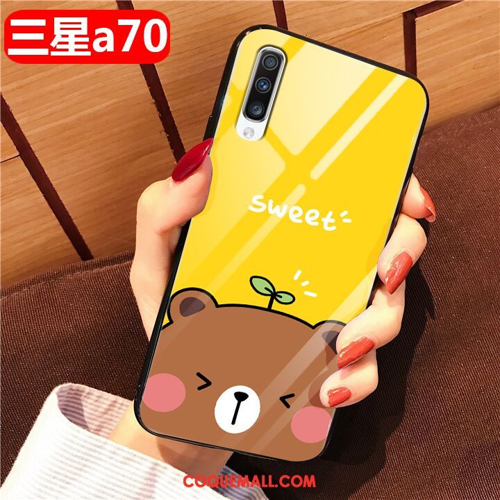 Étui Samsung Galaxy A70 Étoile Marque De Tendance Verre, Coque Samsung Galaxy A70 Charmant Rose