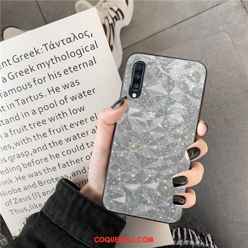 Étui Samsung Galaxy A70s Tendance Losange Noir, Coque Samsung Galaxy A70s Ornements Suspendus Étoile