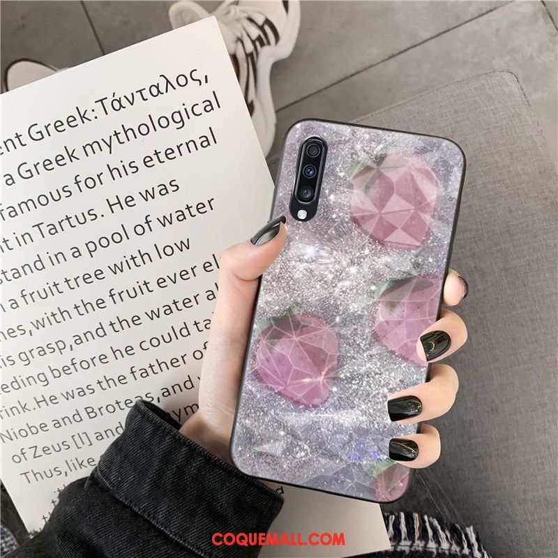 Étui Samsung Galaxy A70s Tendance Losange Noir, Coque Samsung Galaxy A70s Ornements Suspendus Étoile