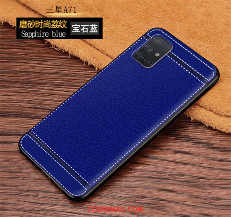 Étui Samsung Galaxy A71 Modèle Fleurie Protection Délavé En Daim, Coque Samsung Galaxy A71 Rouge Téléphone Portable