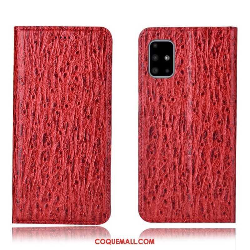 Étui Samsung Galaxy A71 Modèle Fleurie Téléphone Portable Rouge, Coque Samsung Galaxy A71 Oiseau Protection