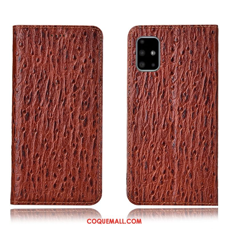 Étui Samsung Galaxy A71 Modèle Fleurie Téléphone Portable Rouge, Coque Samsung Galaxy A71 Oiseau Protection