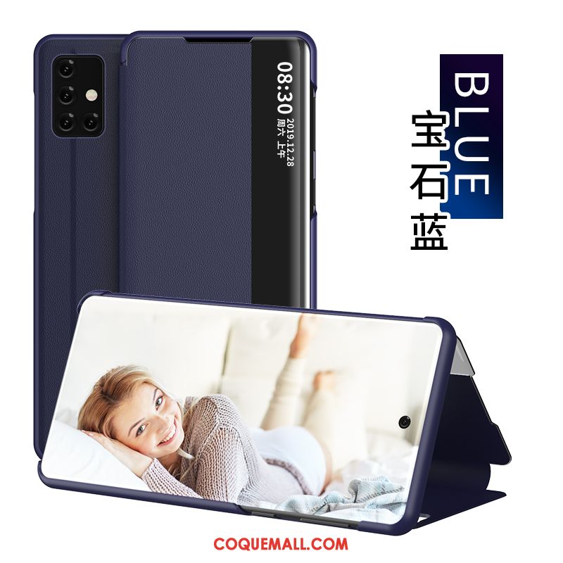 Étui Samsung Galaxy A71 Plier Business Or, Coque Samsung Galaxy A71 Membrane Téléphone Portable