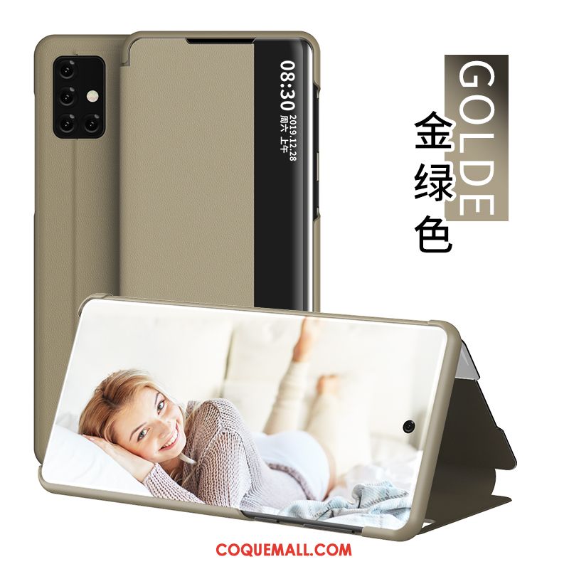 Étui Samsung Galaxy A71 Plier Business Or, Coque Samsung Galaxy A71 Membrane Téléphone Portable