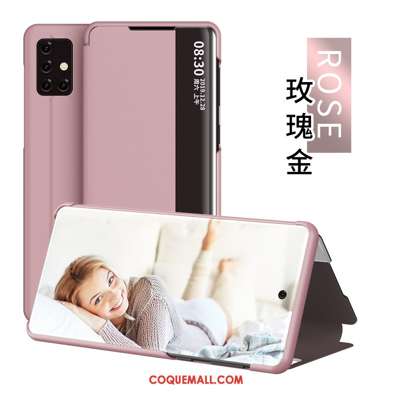 Étui Samsung Galaxy A71 Plier Business Or, Coque Samsung Galaxy A71 Membrane Téléphone Portable