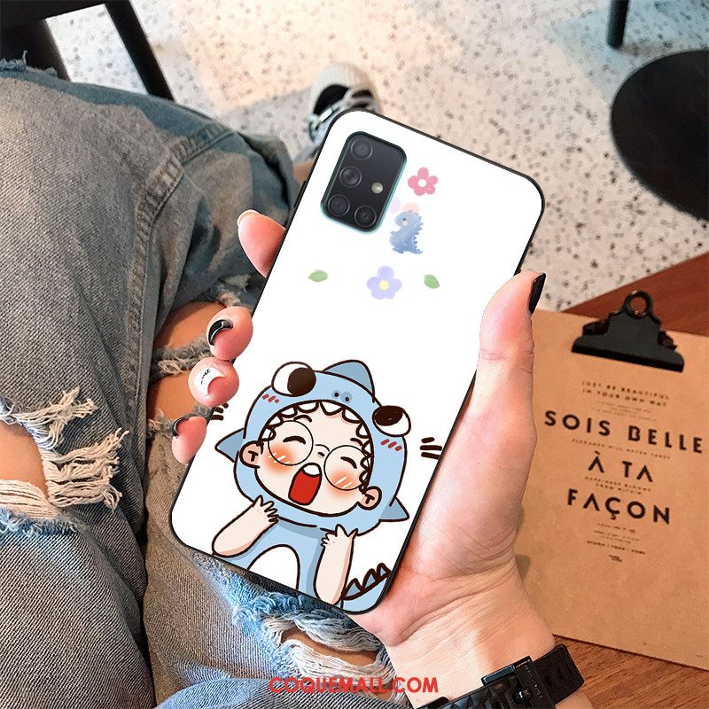 Étui Samsung Galaxy A71 Verre Dessin Animé Miroir, Coque Samsung Galaxy A71 Incassable Petit