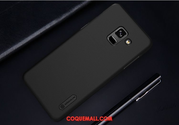 Étui Samsung Galaxy A8 2018 Antidérapant Difficile Délavé En Daim, Coque Samsung Galaxy A8 2018 Noir Étoile