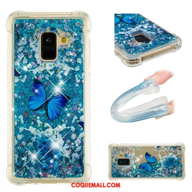 Étui Samsung Galaxy A8 2018 Incassable Liquide Étoile, Coque Samsung Galaxy A8 2018 Téléphone Portable Vert