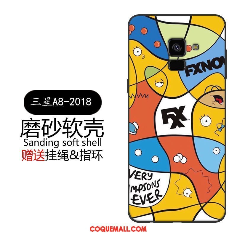 Étui Samsung Galaxy A8 2018 Silicone Jaune Étoile, Coque Samsung Galaxy A8 2018 Tendance Fluide Doux