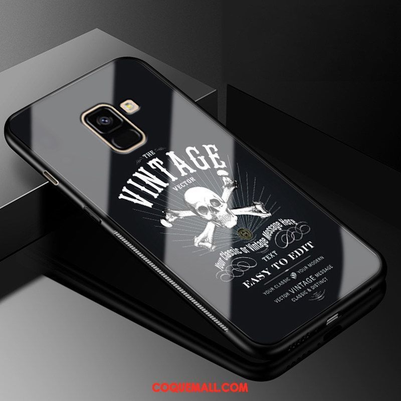 Étui Samsung Galaxy A8 2018 Étoile Noir Personnalité, Coque Samsung Galaxy A8 2018 Protection Verre